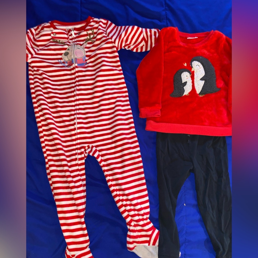 24 month girl Christmas pajamas lot of 2 sets